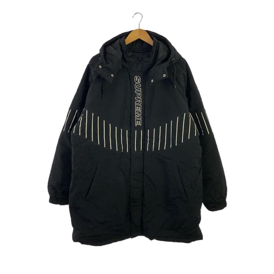 【SUPREME】美品 Pinstripe Panel Parka XL 黒 Supreme◇Pinstripe PANEL SPORTS PARKA/ジャケット/XL/ナイロン/BLK