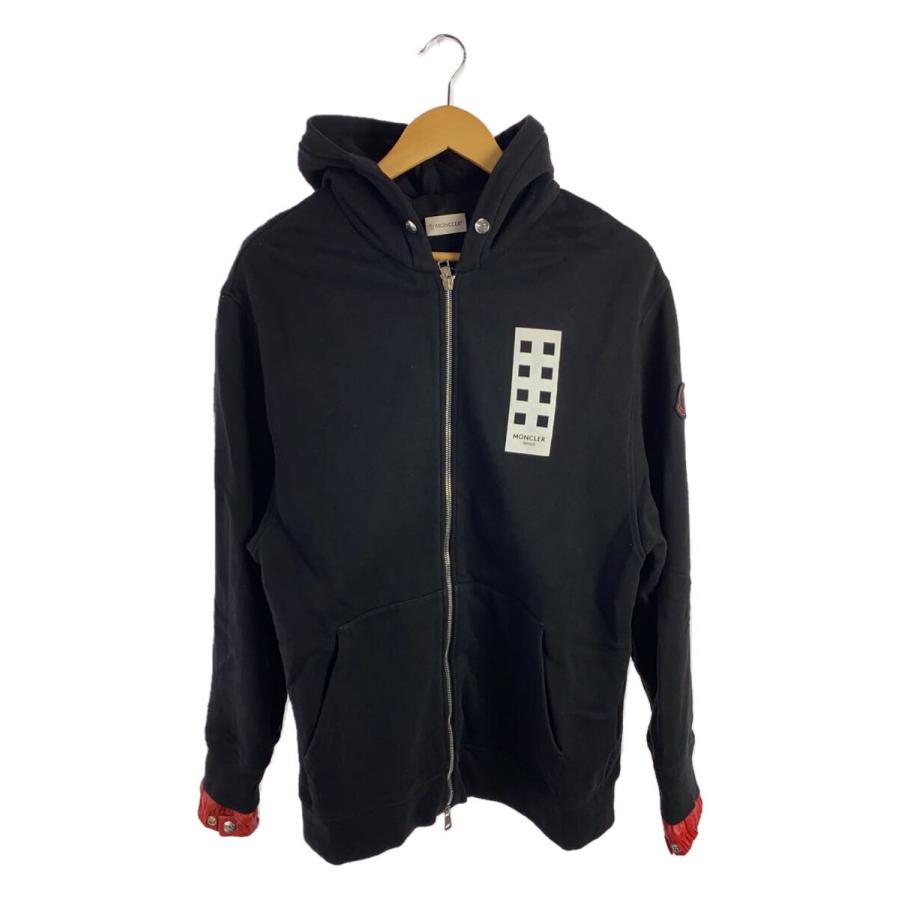 MONCLER◇Palm Angels/ジップパーカー/L/ポリエステル/BLK