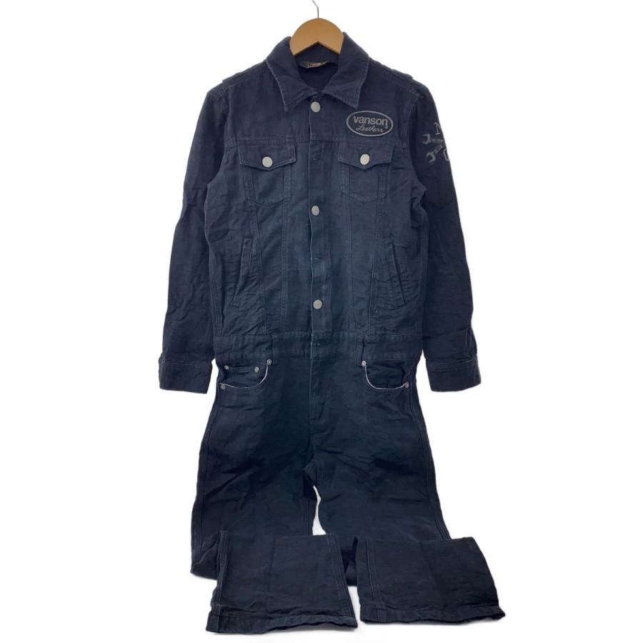 VANSON◇オーバーオール/M/コットン/BLK/ツナギ/スカル/オーバーオール