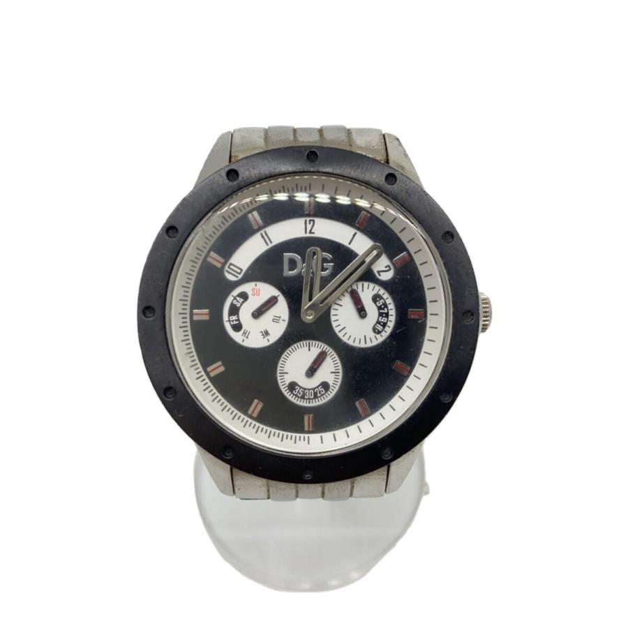 DOLCE&GABBANA◇クォーツ腕時計/アナログ/ステンレス/BLK/SLV/SS