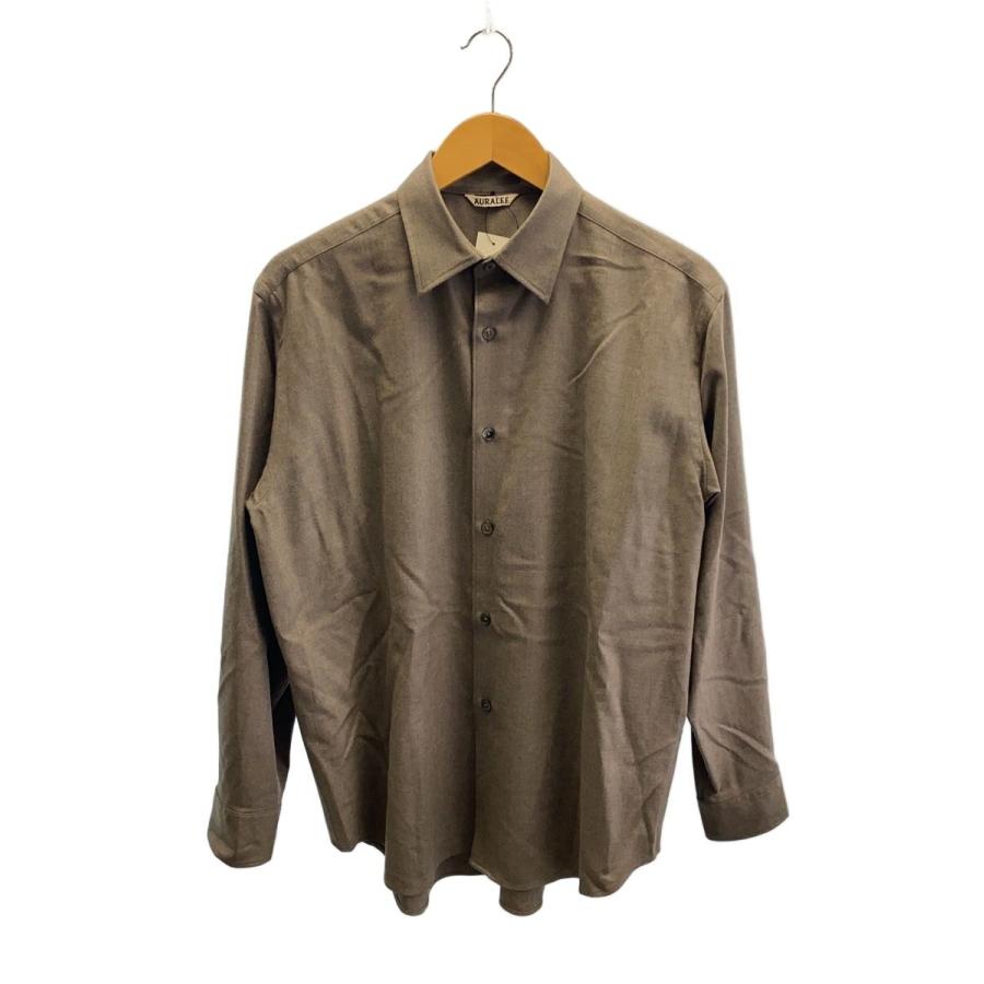 AURALEE◇長袖シャツ/--/ウール/BRW/無地/a25as04os : セカンド