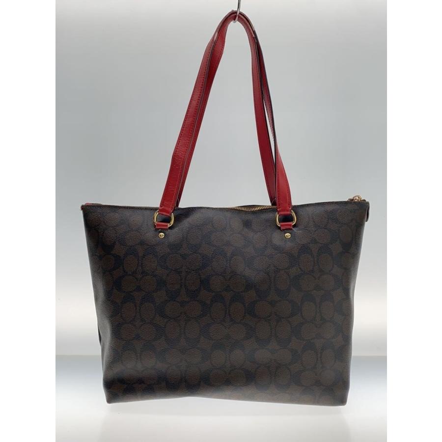 COACH◇ギャラリートート_シグネチャー_レッドレザー/--/BRW