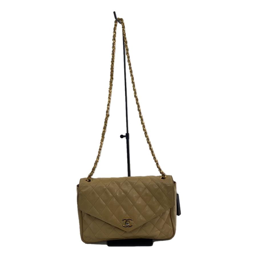 CHANEL◇マトラッセ シングルフラップ/ショルダーバッグ/レザー/BEG 