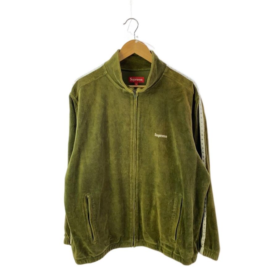 Supreme◇22FW/Studded Velour Track Jacket/XL/ベロア/GRN/無地
