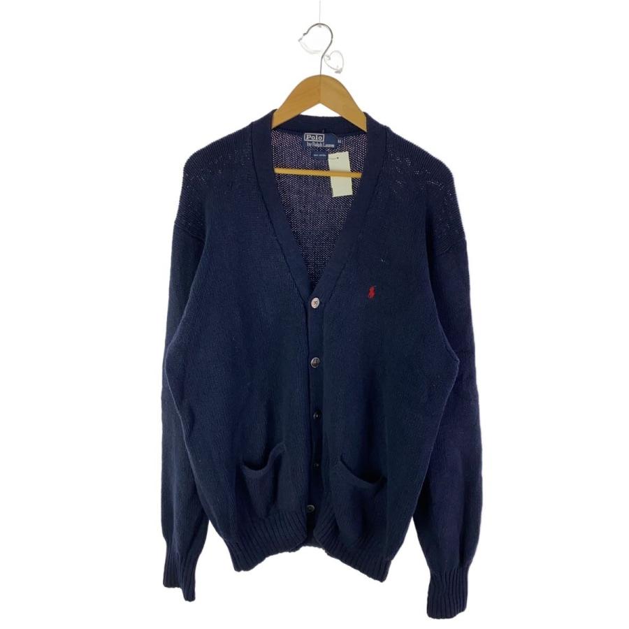 POLO RALPH LAUREN◇カーディガン(厚手)/LL/コットン/NVY/無地/変色有