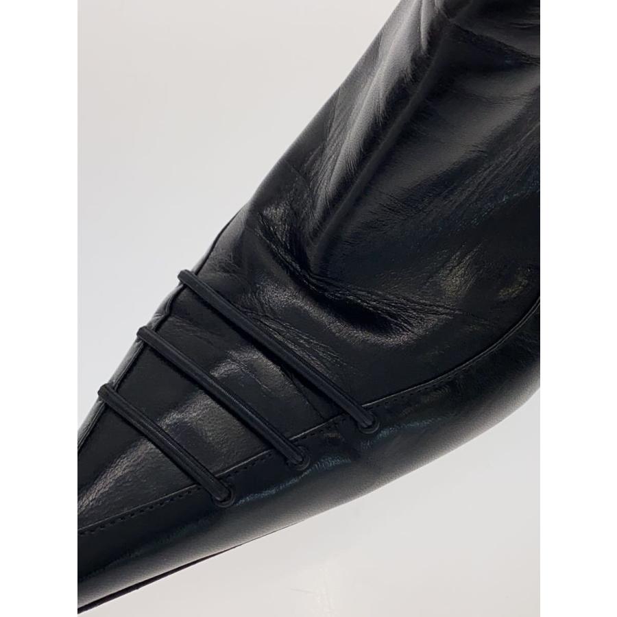 GUCCI◇バックジッパーヒールショートブーツ/38/BLK/レザー/1563 GUCCI◇バックジッパーヒールショートブーツ/38/BLK/レザー/1563