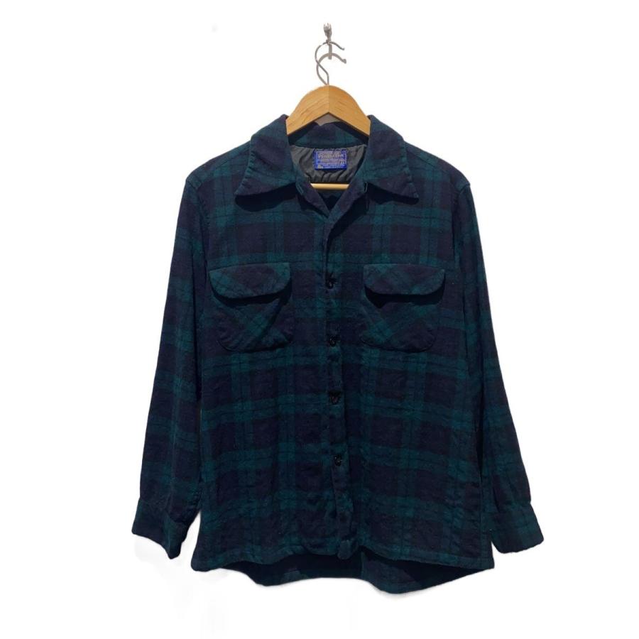 PENDLETON◇70s/ボードシャツ/ブラックウォッチ/L/ウール/GRN/チェック