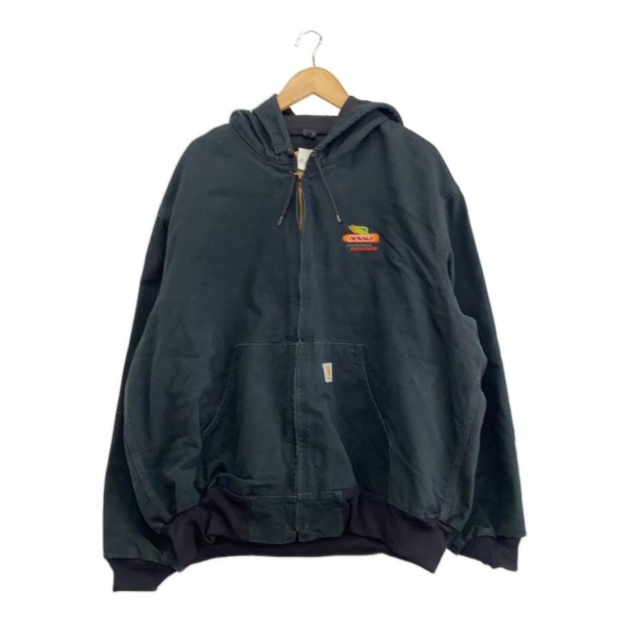 Carhartt◇00s/USA製/アクティブジャケット/企業ロゴ/2XL/コットン/BLK
