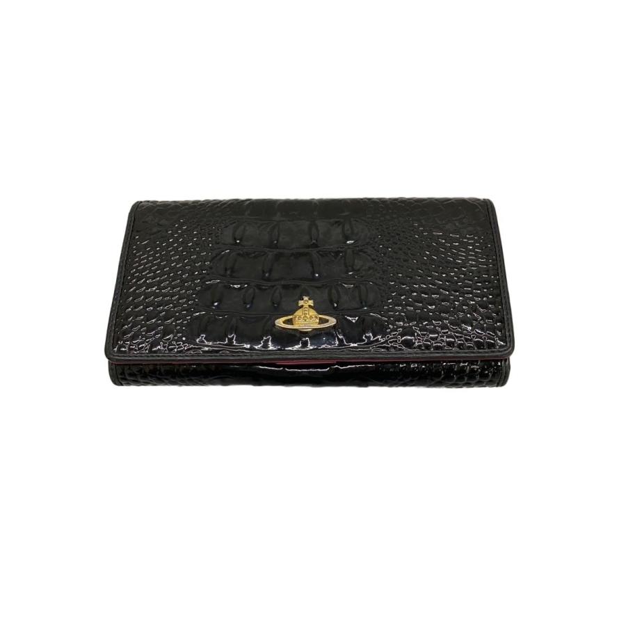 Vivienne Westwood◇長財布/エナメル/BLK/レディース : セカンド