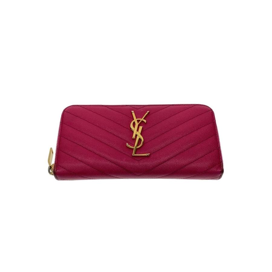 YVES SAINT LAURENT◇長財布/レザー/PNK/レディース/358094
