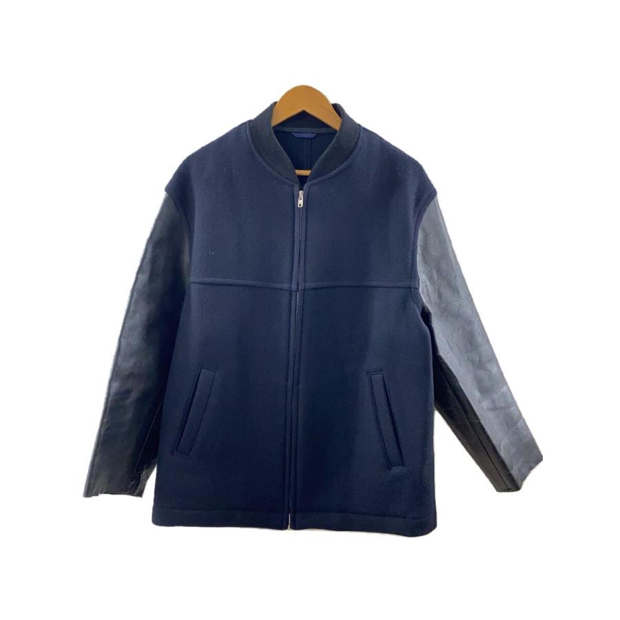 COMME des GARCONS HOMME◇袖レザー切り替え/S/ウール/ネイビー 