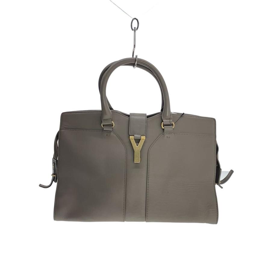 YVES SAINT LAURENT◇トートバッグ/レザー/GRY/無地/279079・527066