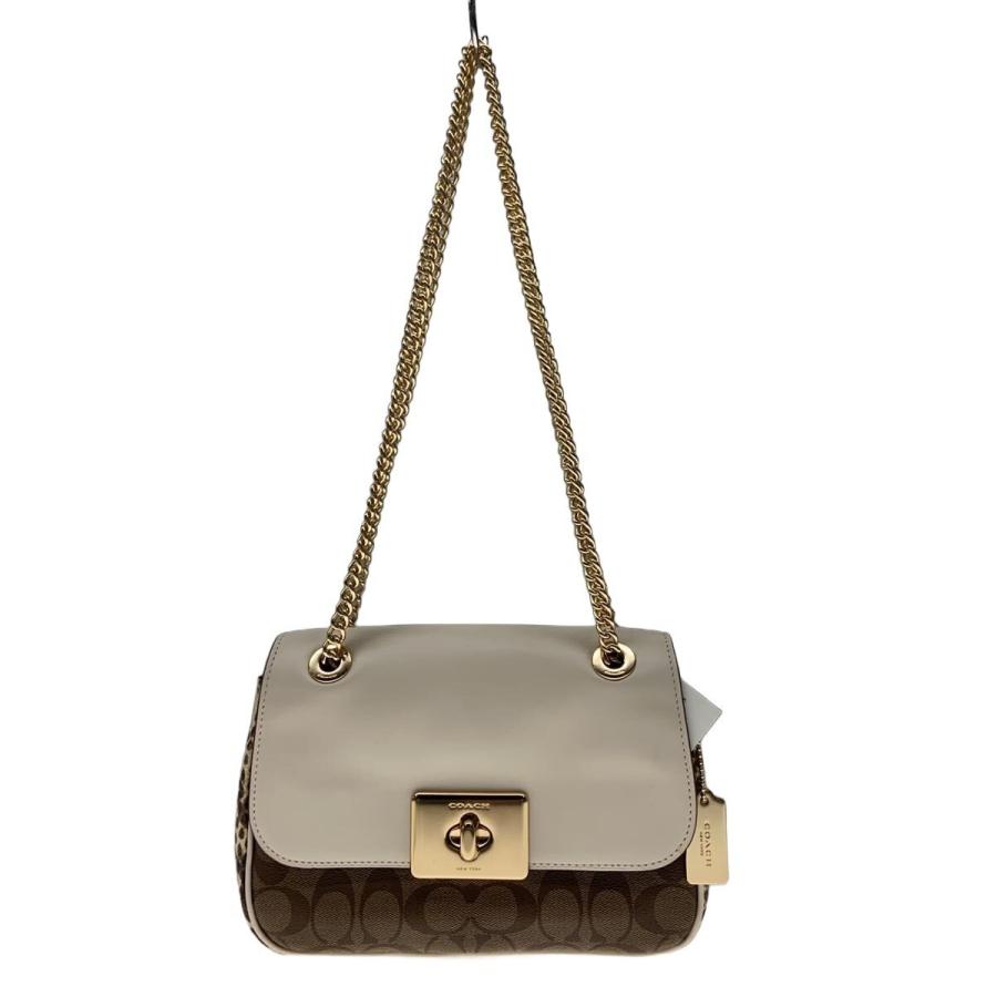 COACH◇シグネチャー/パイソン柄/ショルダーバッグ/レザー/WHT/総柄 