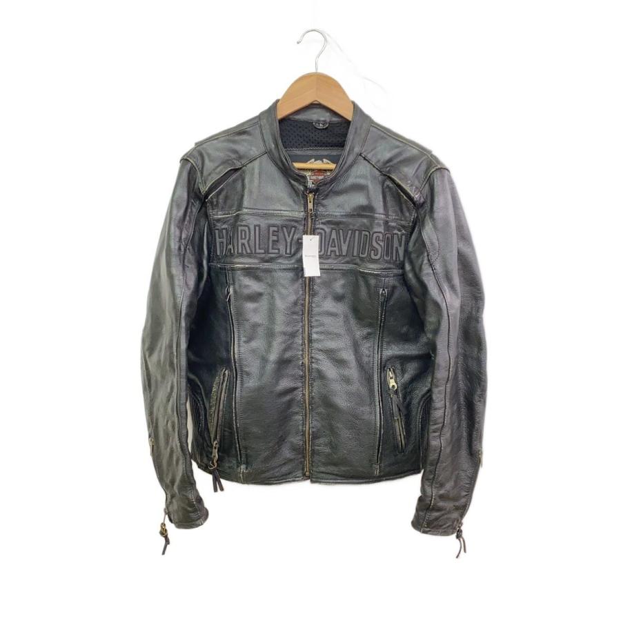 HARLEY DAVIDSON◇レザージャケット・ブルゾン/--/レザー/BLK/無地
