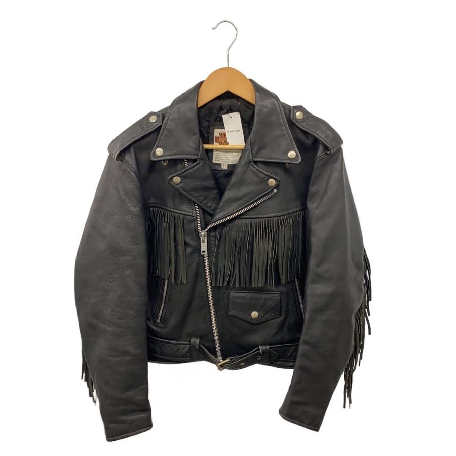 HARLEY DAVIDSON◇ダブルライダースジャケット/フリンジ/90s/38/牛革