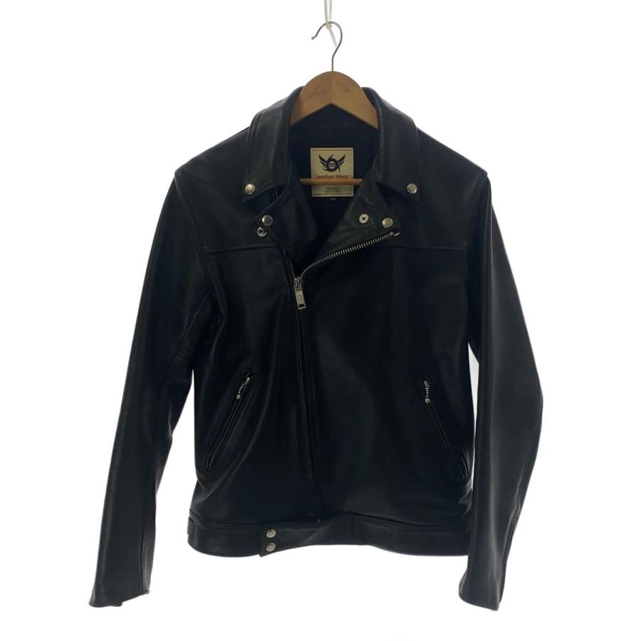 666 Leather Wear◇ダブルライダースジャケット/36/レザー/BLK/無地