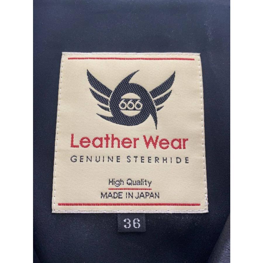 666 Leather Wear◇ダブルライダースジャケット/36/レザー/BLK/無地