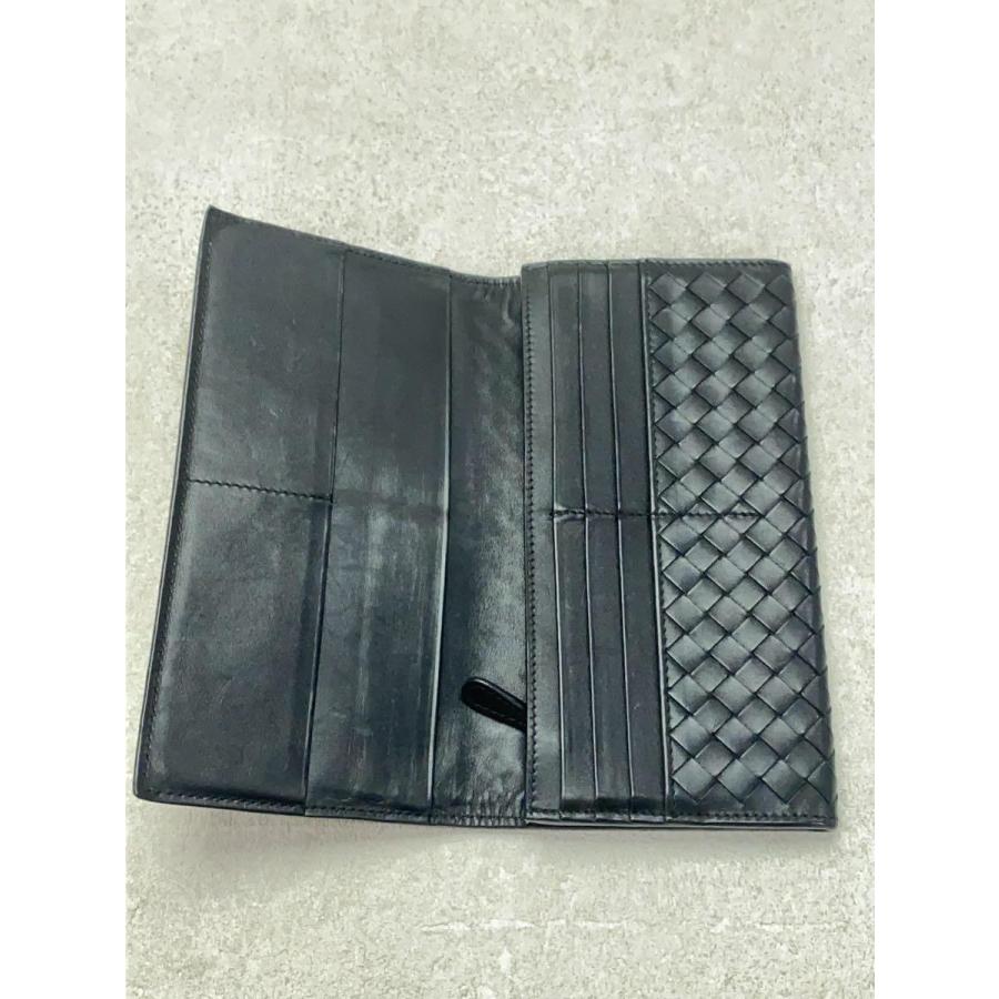 BOTTEGA VENETA◇ボッテガヴェネタ/長財布/レザー/BLK/無地/メンズ 