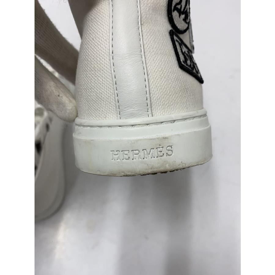 HERMES◇イリコ/ハイカットスニーカー/37.5/WHT/ホワイト/キャンバス 