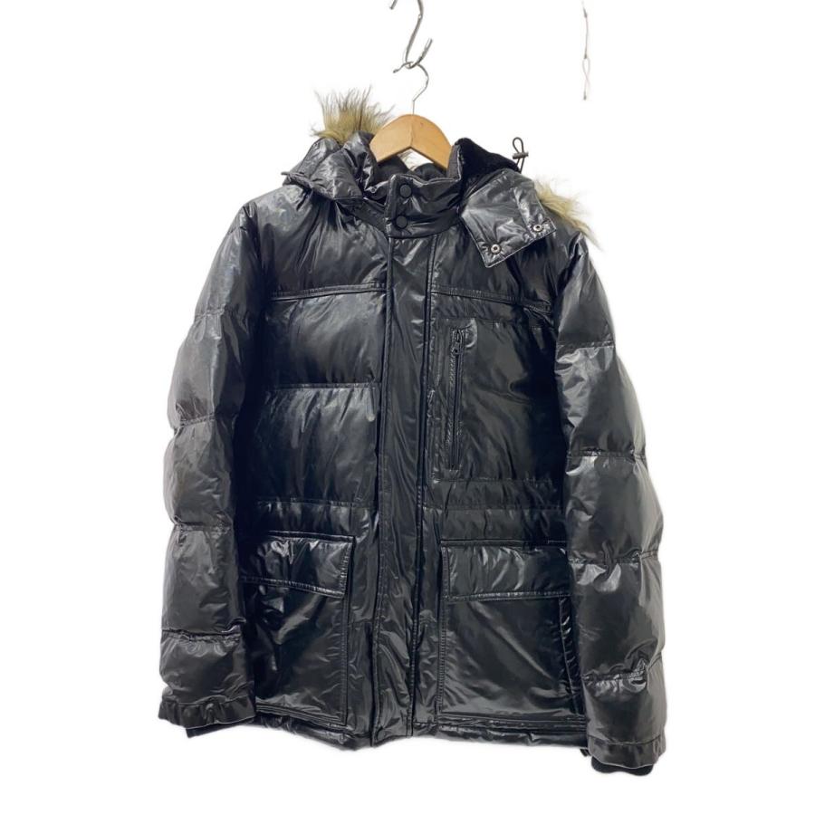 UNIQLO◇プレミアムダウンジャケット/XL/フェイクレザー/BLKブラック黒