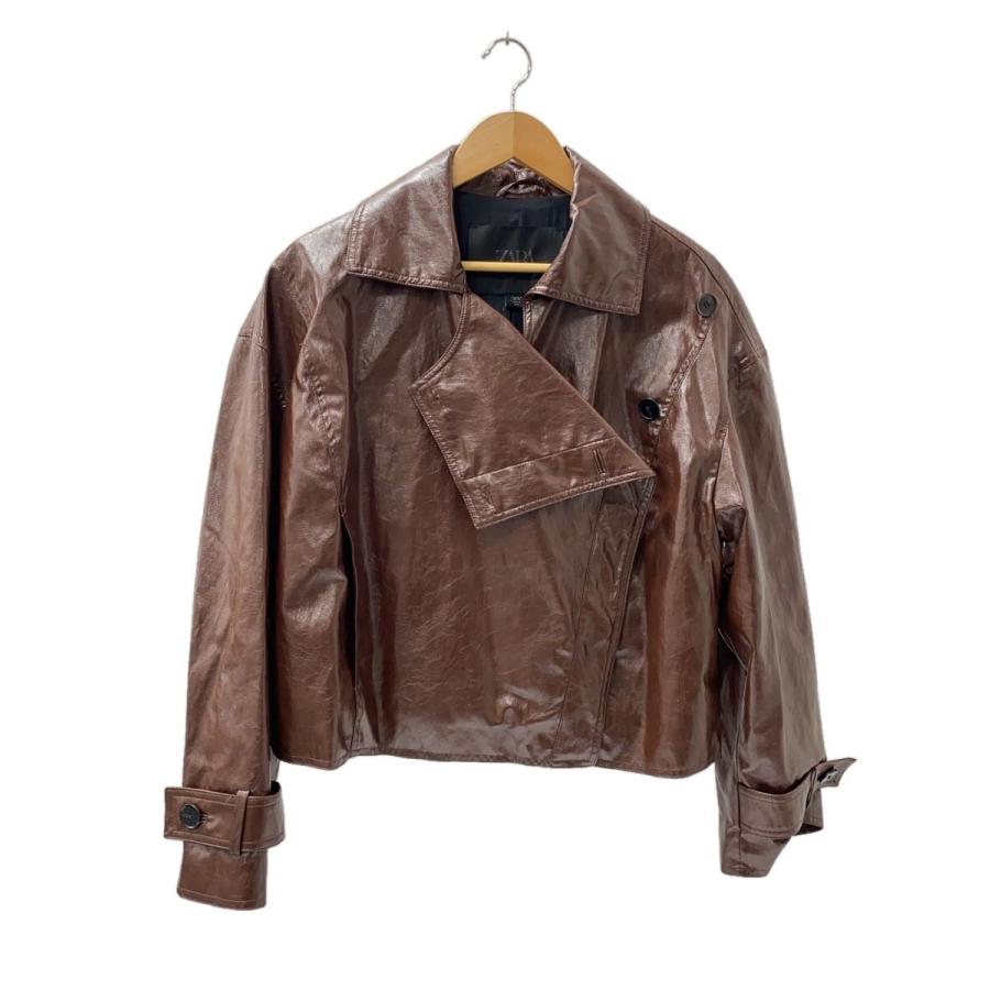 ZARAダブルライダース完売 ZARA◇SHINY JACKET/ダブルライダースジャケット/S/フェイクレザー