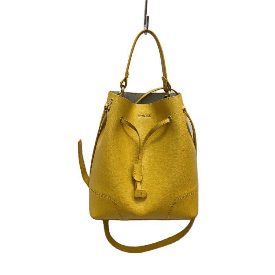 FURLA◇ステイシー/2WAY/巾着/ハンドバッグ/牛革/YLW/G6550 : セカンド  