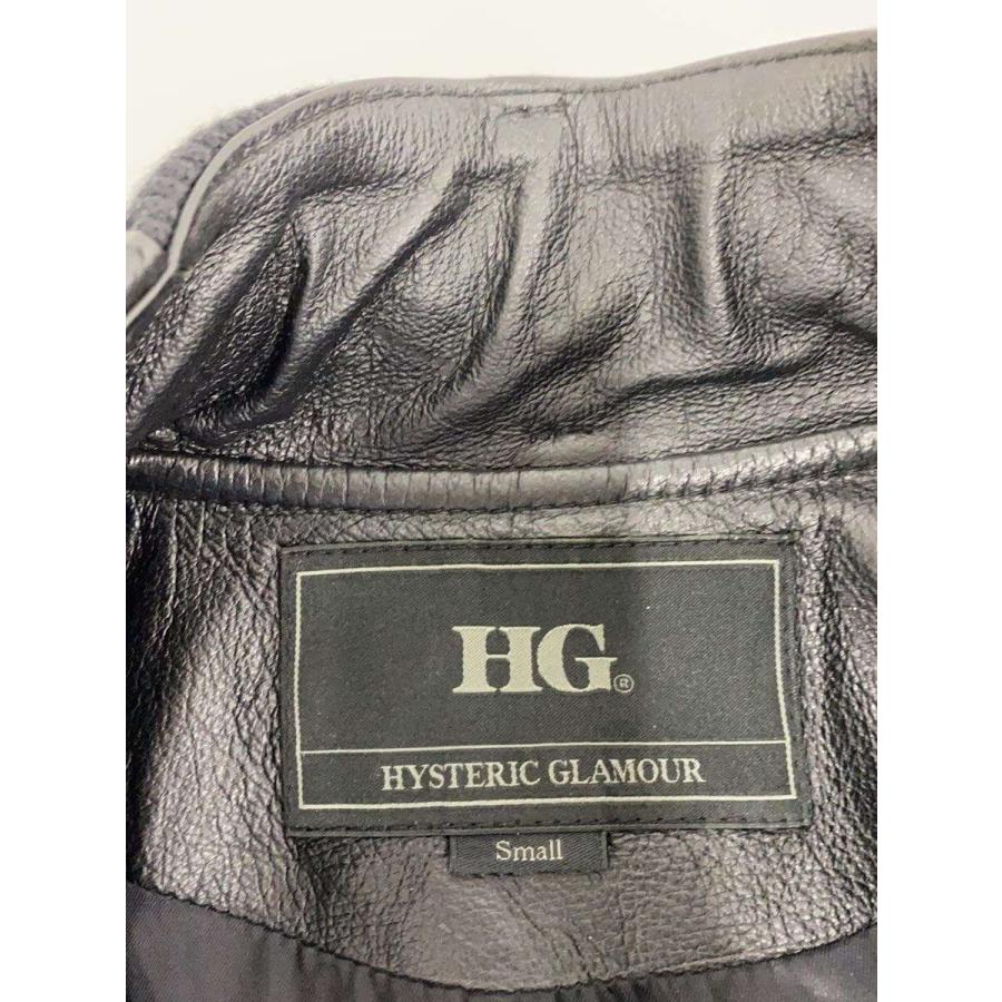 HYSTERIC GLAMOUR◇ピッグレザーリブレザージャケット/S/豚革/BLK/無地
