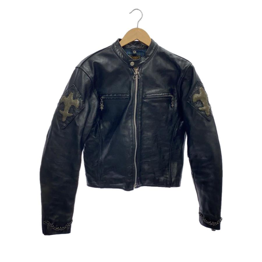 Vanson シングル ライダース レザージャケット 38 VANSON◇シングルライダースジャケット/38/レザー/BLK/無地