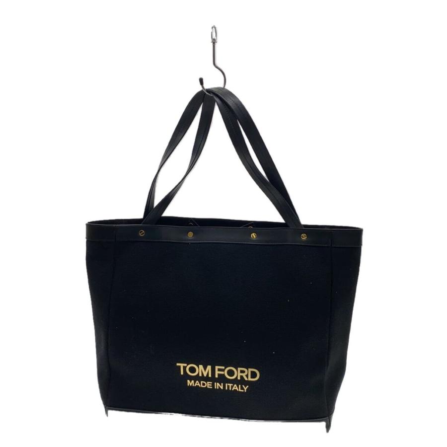 極美品✨ TOM FORD 2way トートバッグ TOM FORD◇Tスクリュー_2wayトートバッグ/キャンバス/BLK// : セカンド