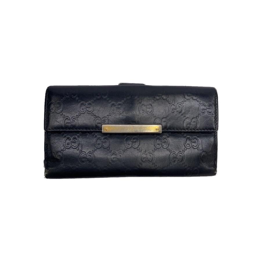 GUCCI◇長財布_グッチシマ/レザー/BLK/総柄/メンズ : セカンド