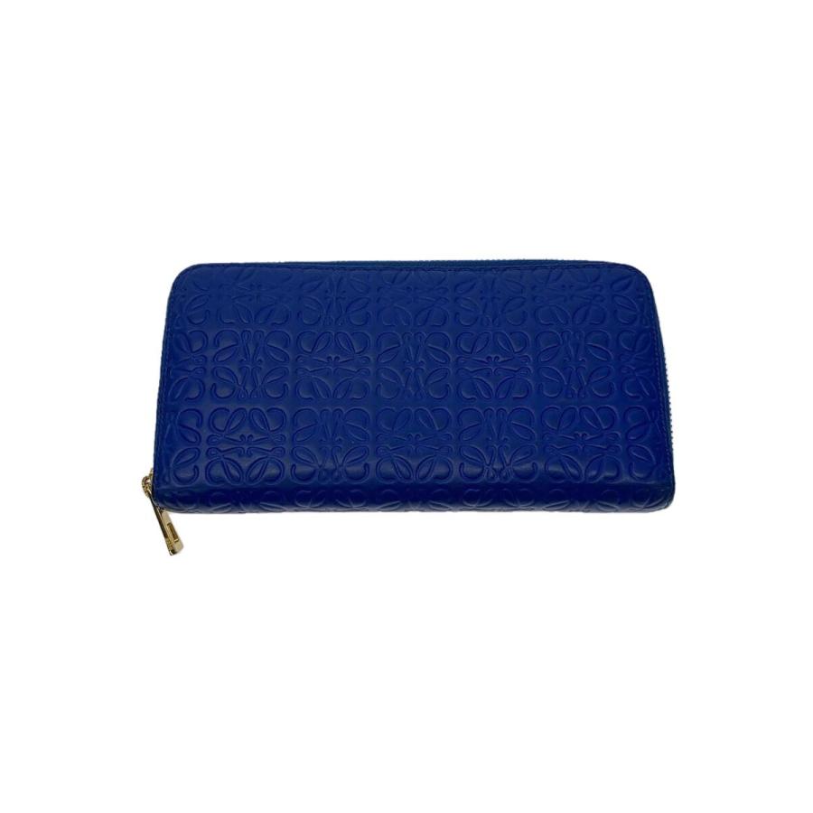 LOEWE◇リピートアナグラム/ラウンド/長財布/レザー/BLU/総柄