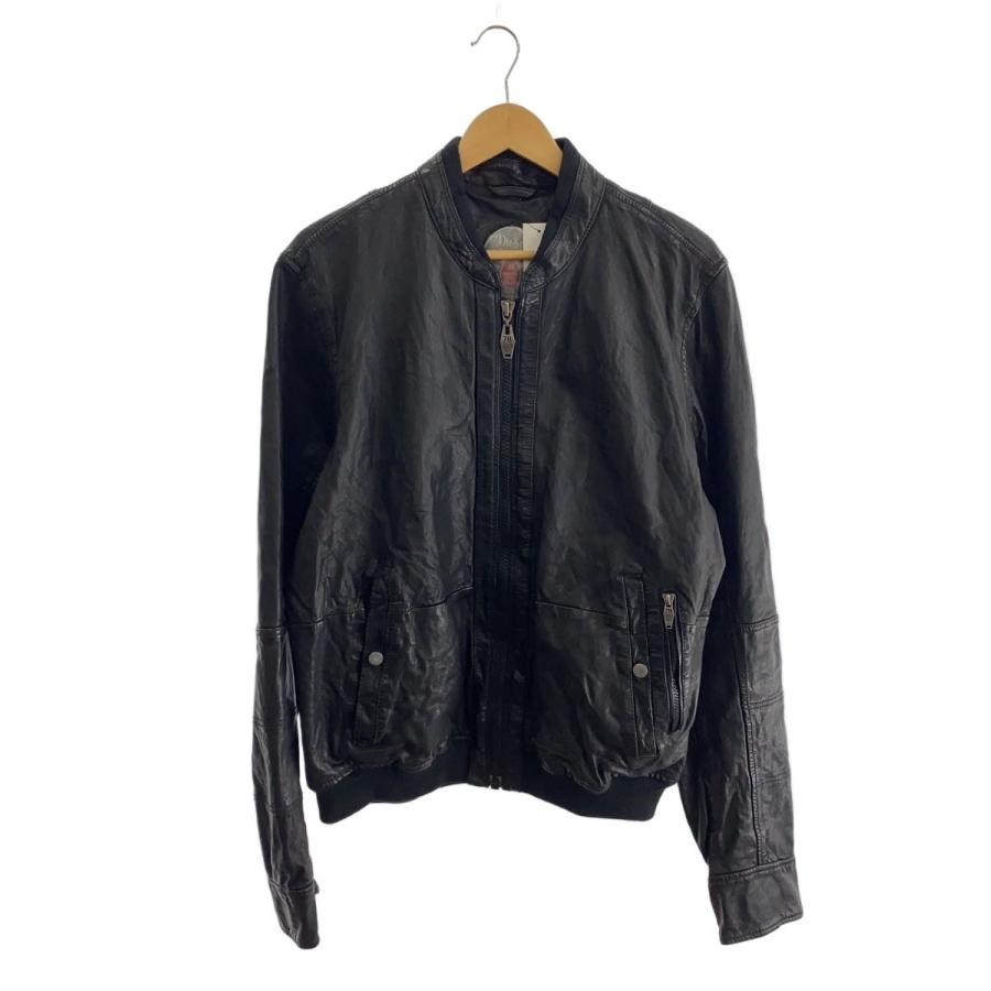 DIESEL◇Superior/シングルライダースジャケット/M/羊革/BLK/無地
