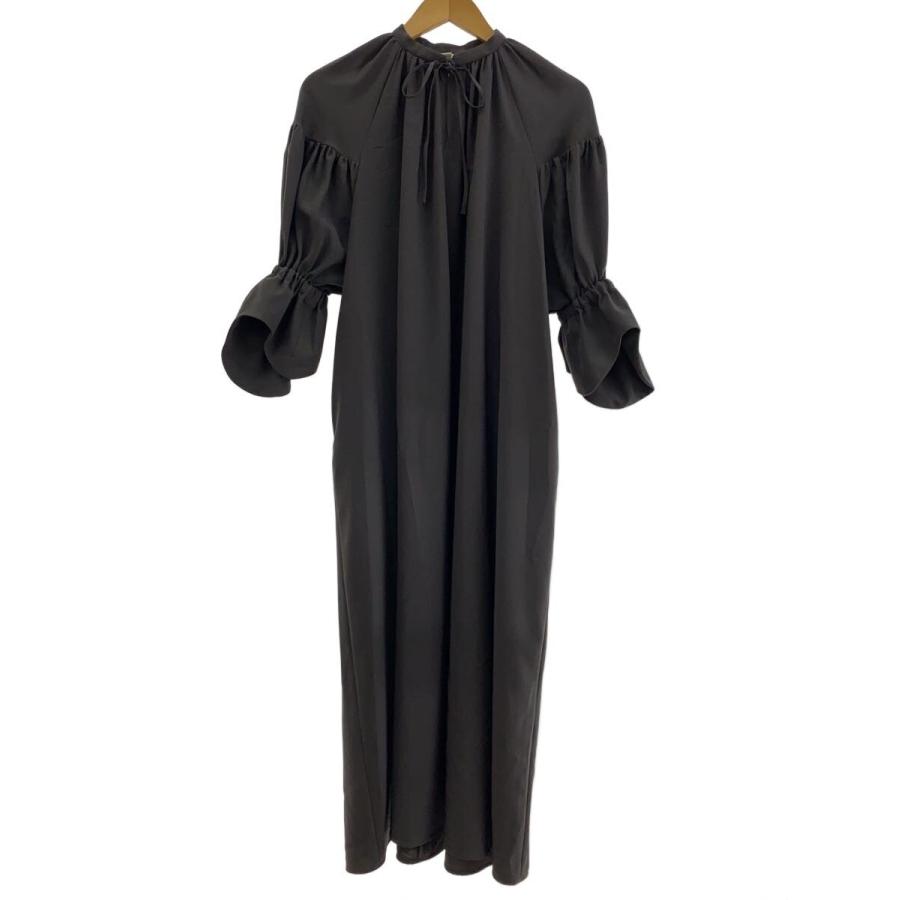 ENFOLD◇7分袖ワンピース/36/ポリエステル/GRY/無地/300GS133-2390