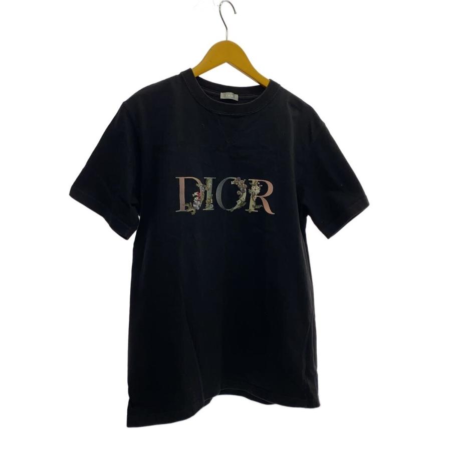 Dior HOMME◇フローラル/花刺繍/Tシャツ/L/コットン/BLK/113J686A0554