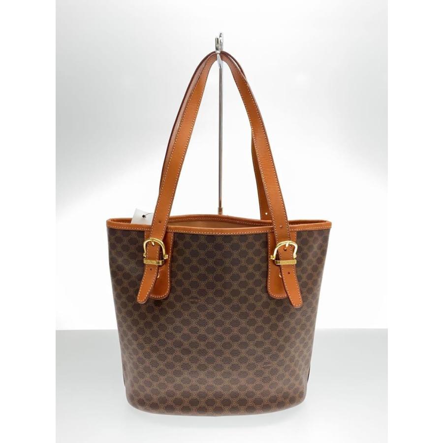 CELINE◇トートバッグ/PVC/BRW/総柄/マカダム柄/MC96/レザーヒビワレ有