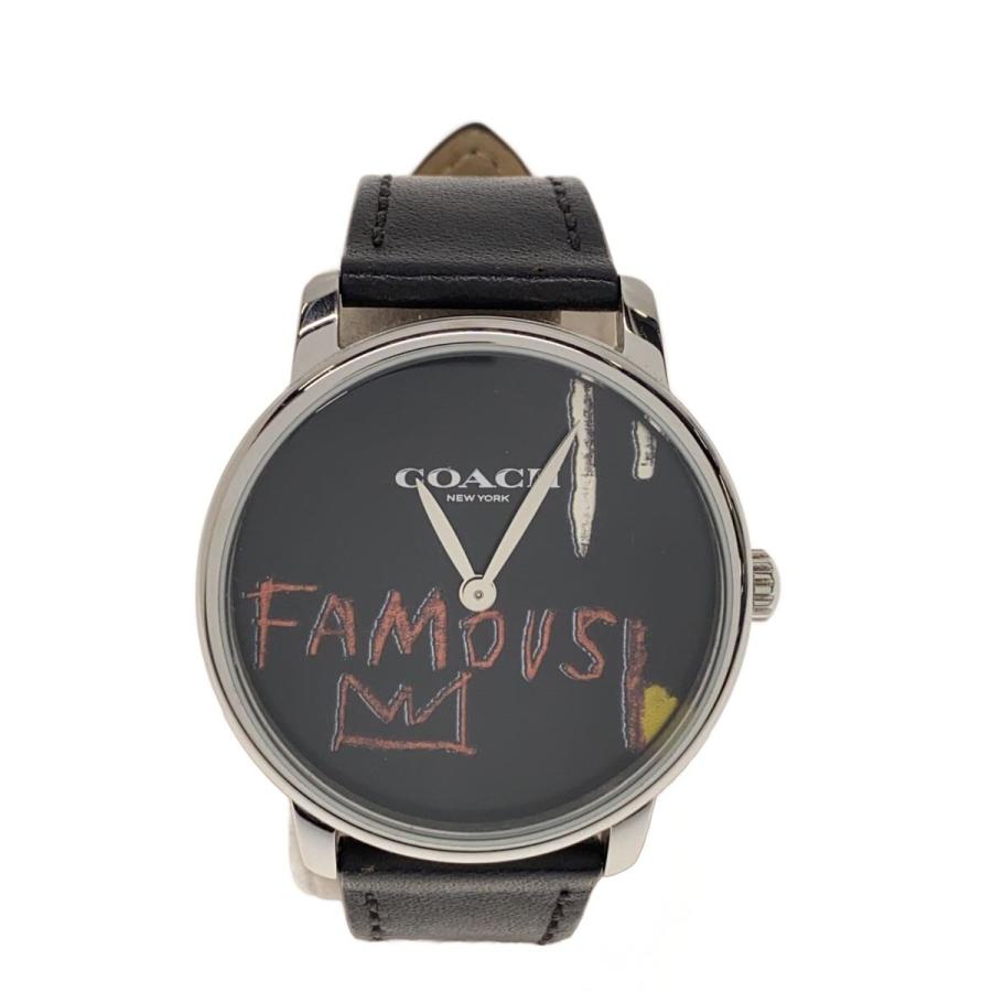 COACH◇×JEAN-MICHEL BASQUIAT/クォーツ腕時計/アナログ/レザー/BLK