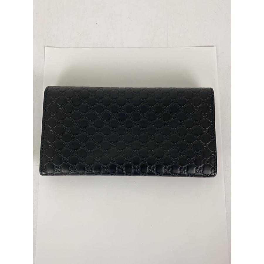 GUCCI◇長財布/マイクログッチシマ/レザー/ブラック/メンズ : セカンド