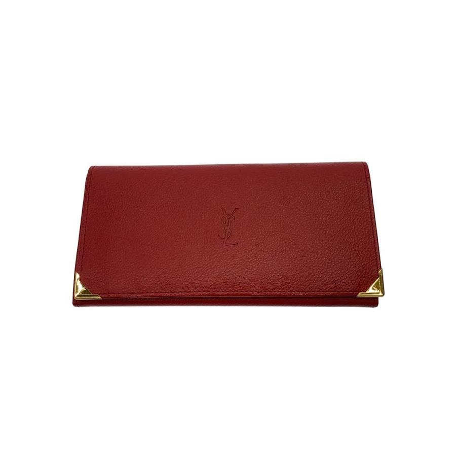 YVES SAINT LAURENT◇イヴサンローラン/長財布/レザー/レッド/無地 