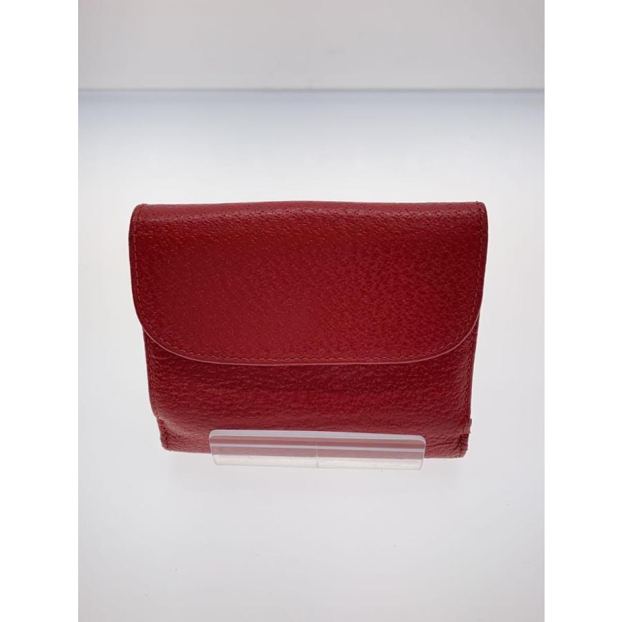 GUCCI◇2つ折り財布/レザー/RED/無地/レディース/角スレキズ/汚れ使用