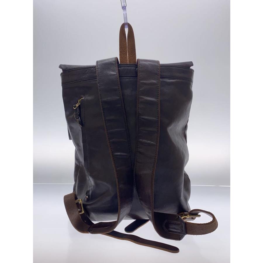 レザー フラップバックパック ブラウン SLOW◇フラップリュック/レザー/ブラウン/スレキズ汚れあり