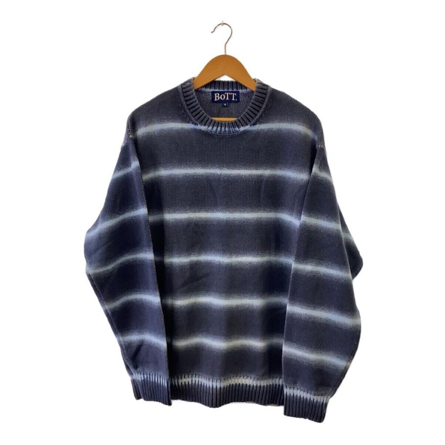 BoTT◇24SS/Gradation Cotton Sweater/XL/コットン/ブルー/ボーダー 