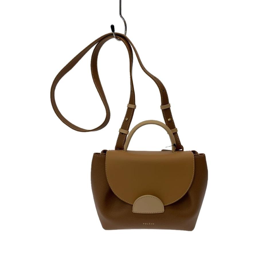 POLENE◇Numero Un Nano/ショルダーバッグ/レザー/ブラウン×ベージュ