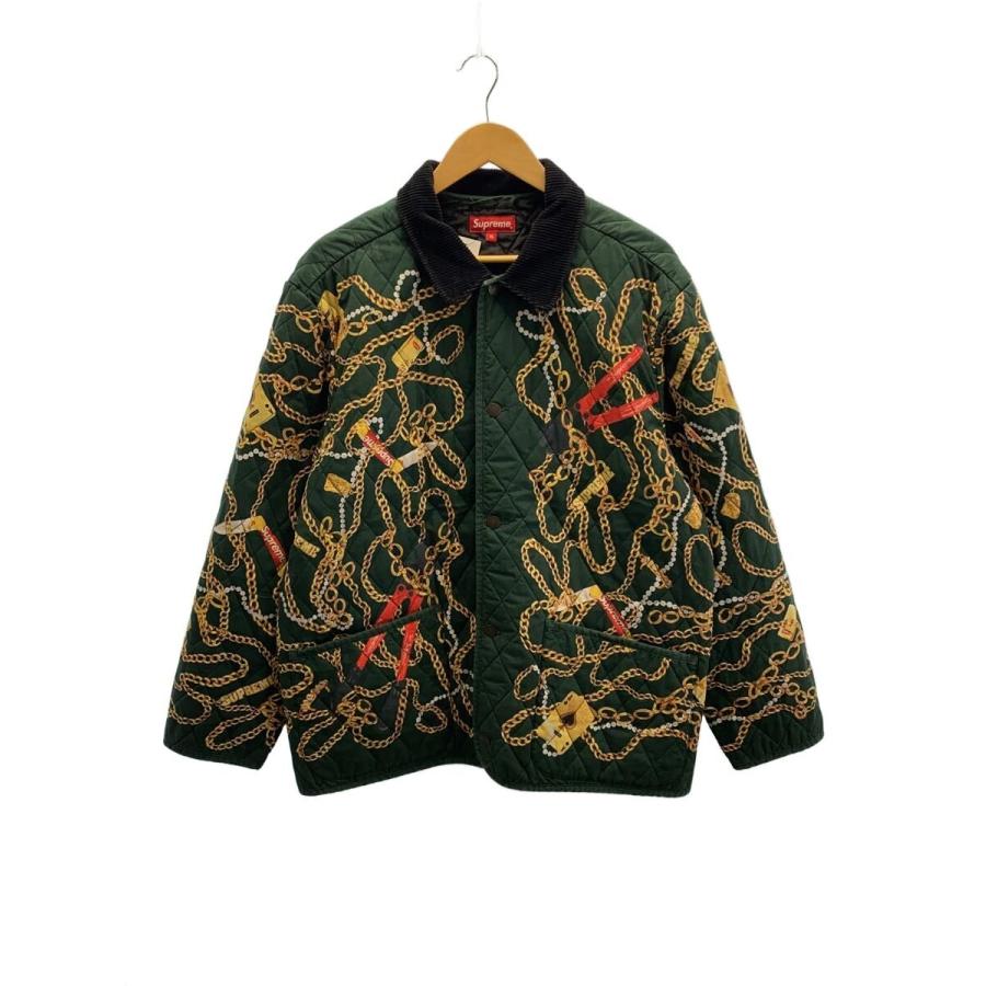 Supreme◇20AW/Chains Quilted Jacket/XL/ポリエステル/グリーン/総柄 