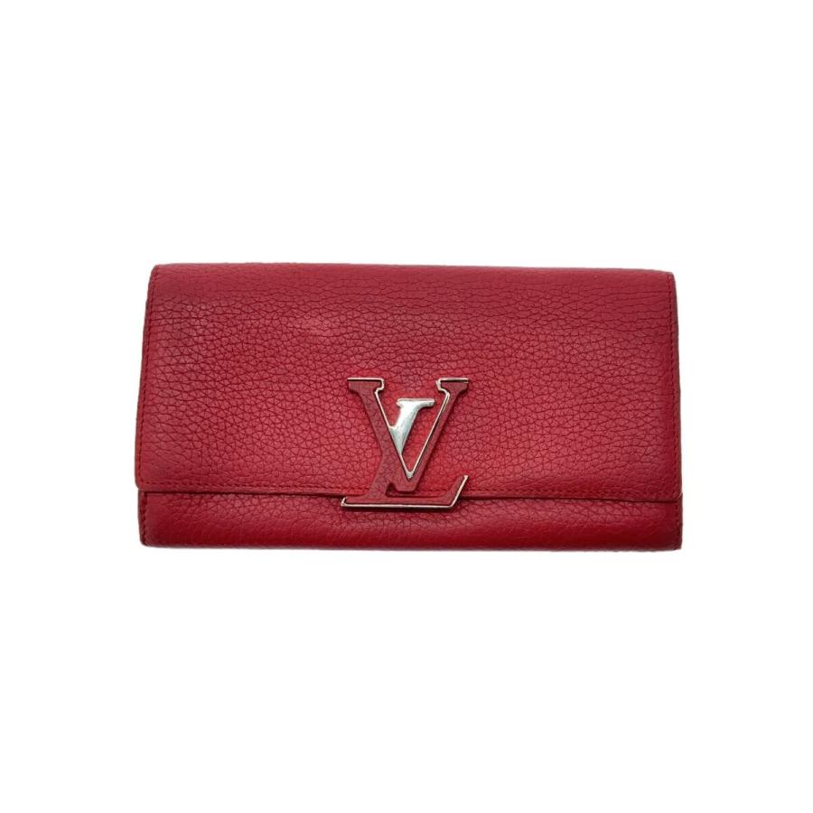 LOUIS VUITTON◇ポルト・フォイユ・カプシーヌ_トリヨン/レザー/レッド