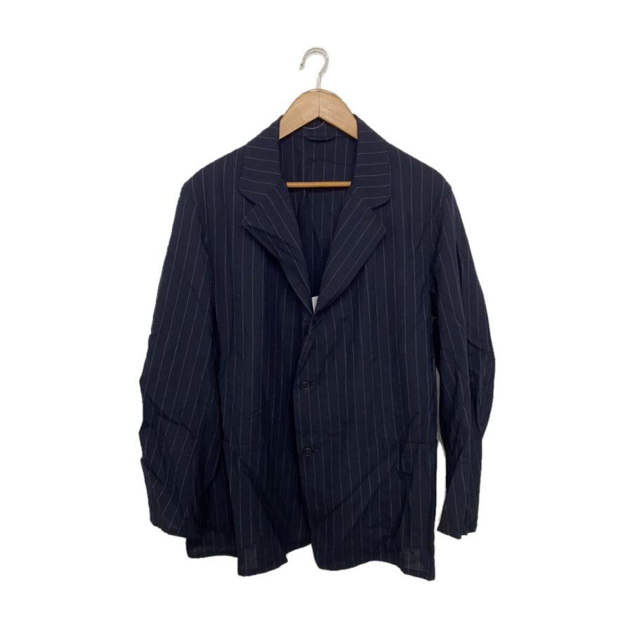 COMOLI◇23SS/テーラードジャケット/1/ウール/ネイビー/ストライプ/X01