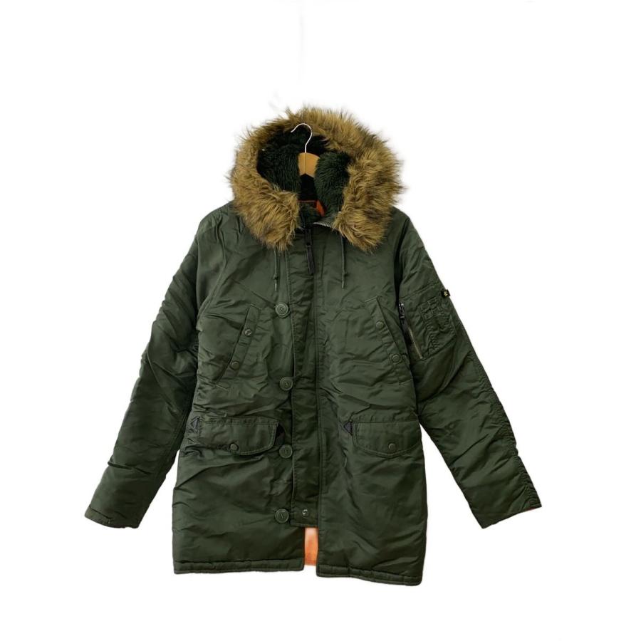 ALPHA INDUSTRIES◇フライトジャケット/S/ナイロン/カーキ/N-3B/ファー