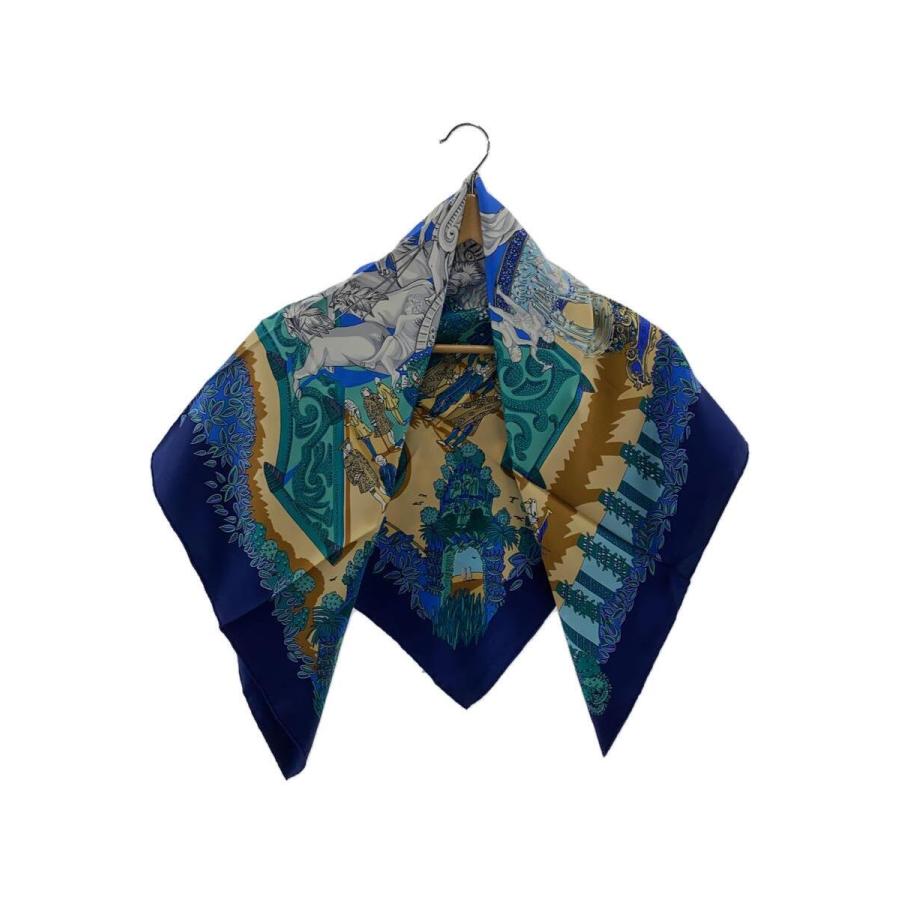 ♡美品♡ エルメス LES PARADIS DU ROY 王の楽園 スカーフ HERMES◇カレ/LE PARADIS DU ROY/王の楽園/スカーフ/シルク/ブルー/総