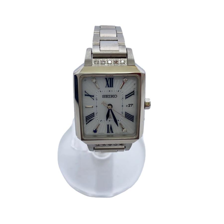 SEIKO◇ソーラー時計/アナログ/WHT/LUKIAYASE25周年モデル/1B32-0AP0