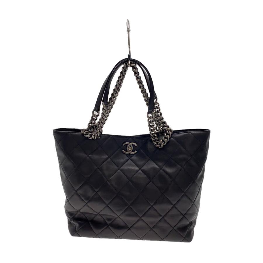CHANEL◇マトラッセ2WAYチェーントートバッグ/カーフブラック/レザー