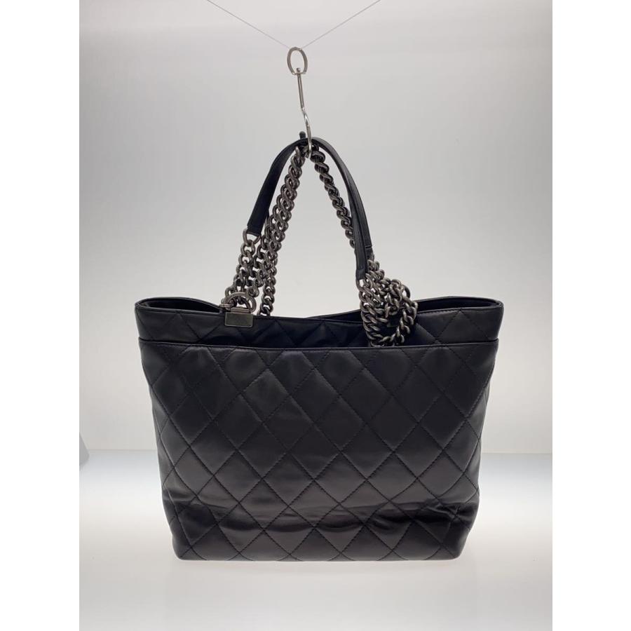 CHANEL◇マトラッセ2WAYチェーントートバッグ/カーフブラック/レザー